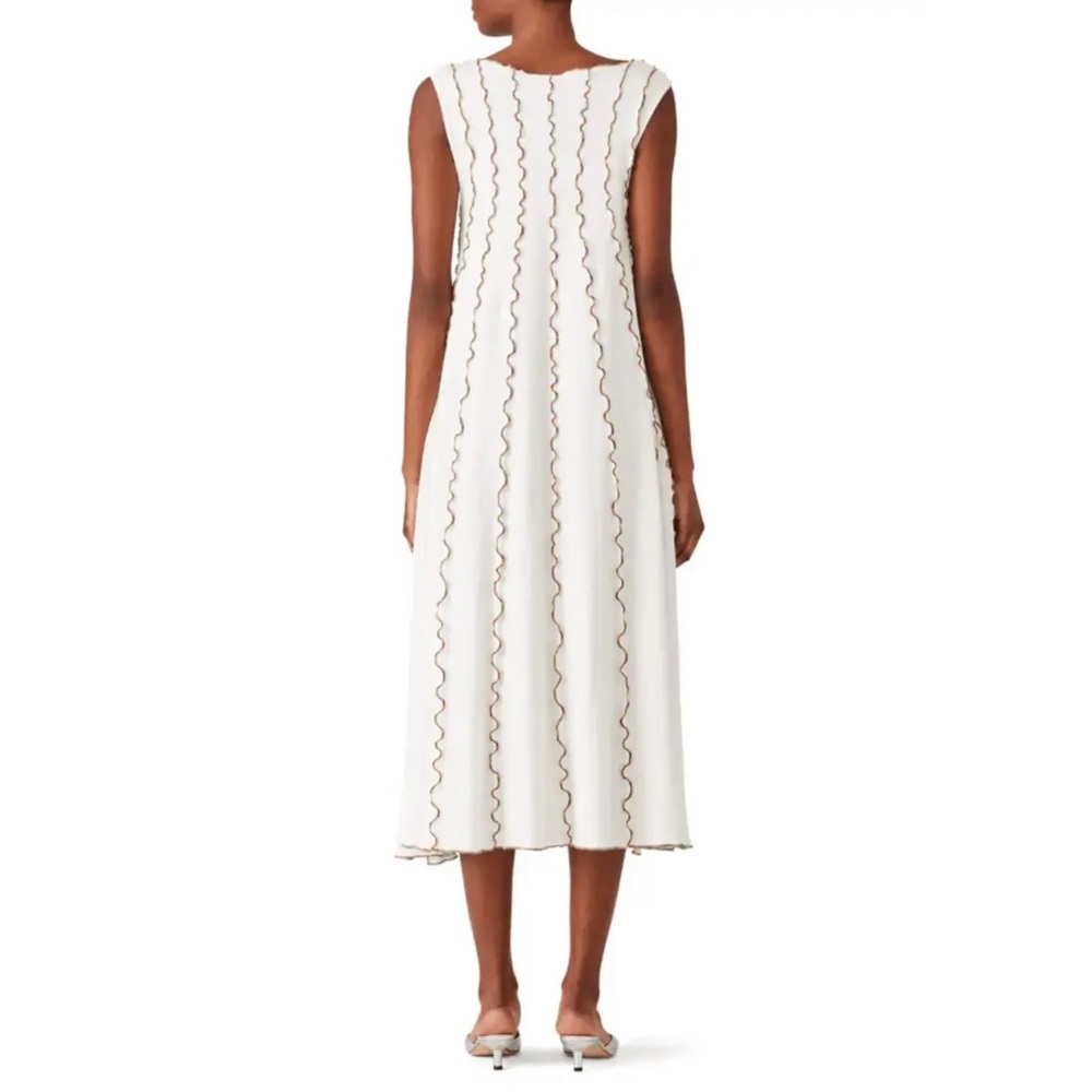 See By Chloe Cloudy White Midi Dress Sleeveless Crew Neck Lettuce Hem Size Small - Picture 3 of 11
